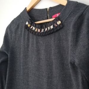 Boden gray knit dress with ribbon gem accent wm 6